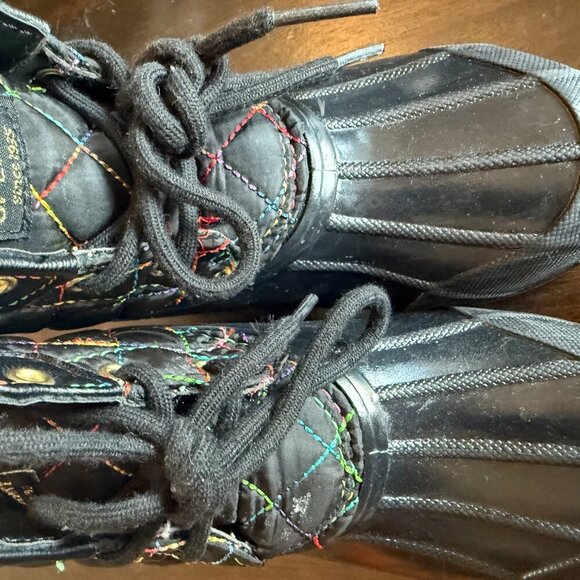 Sperry Port Lace Up Duck Boots Rainbow/Black - Toddler Size 11M - Picture 2 of 8